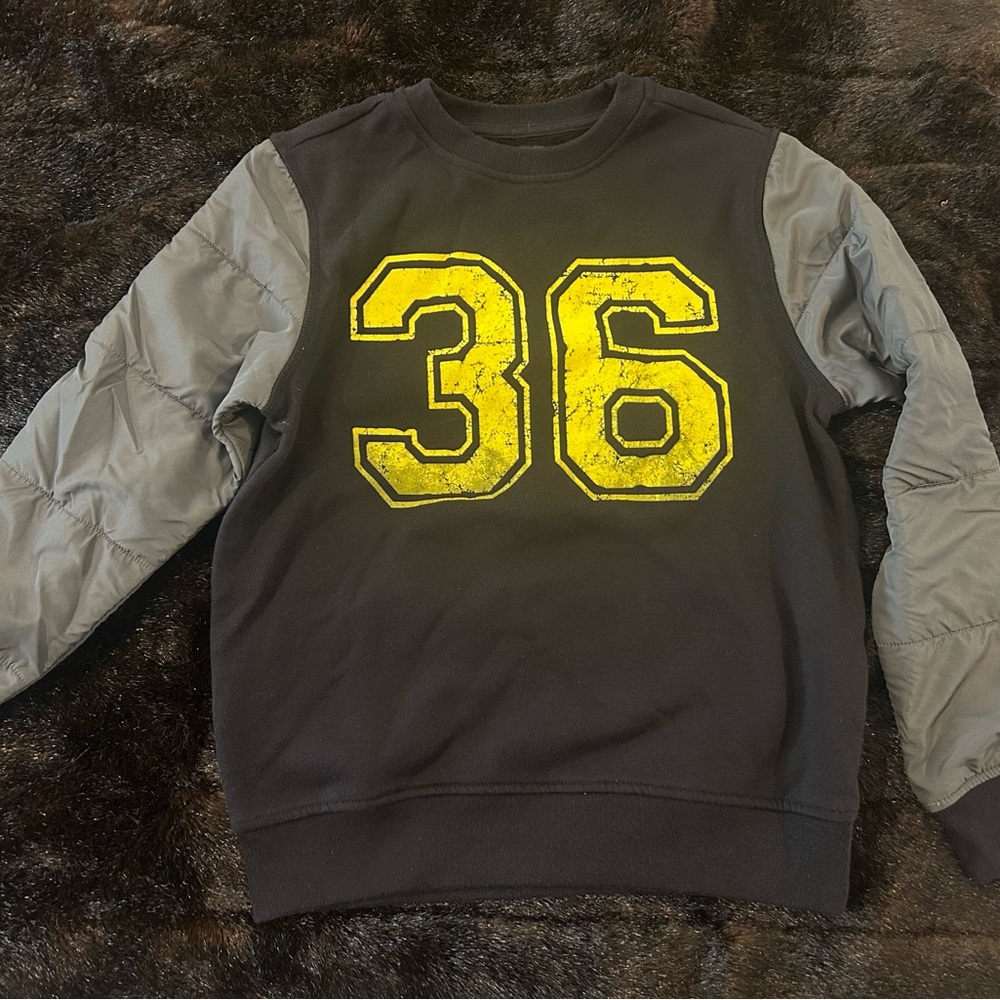 French Toast Boys Sweatshirt 36 Graphic | Size 10/12 | Quilted Sleeves